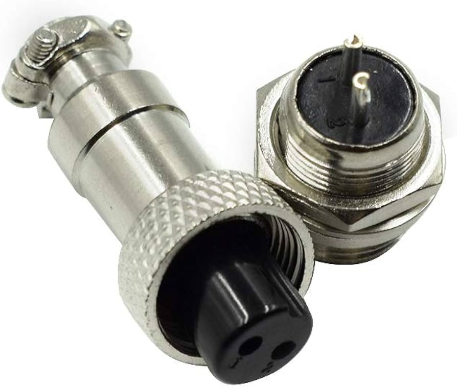CONECTOR GX12 2 PINES CIRCULAR ROSCA 12MM HEMBRA+MACHO
